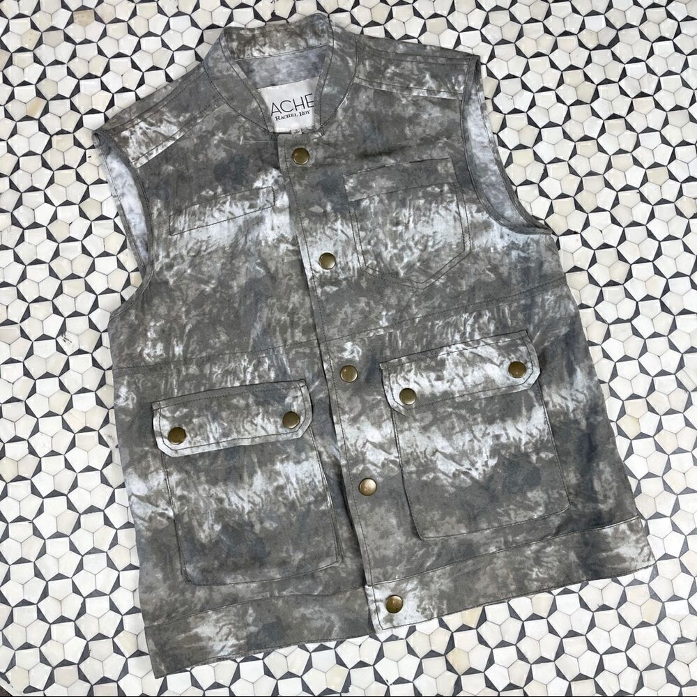 Rachel Roy Ultra Soft Army Tie Dye Vest S